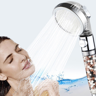 Filter Shower 3 Functions Removable High Pressure Water Saving Shower Head With One Stop Button