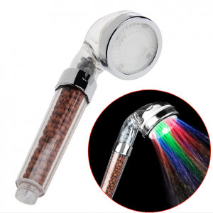 Filter Chlorine LED Shower Head mineral stone Automatic RGB Color Changes with Water Temperature detectable Handheld Shower